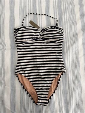NWT JCrew Striped Navy & White Women’s  One-Piece Swimsuit